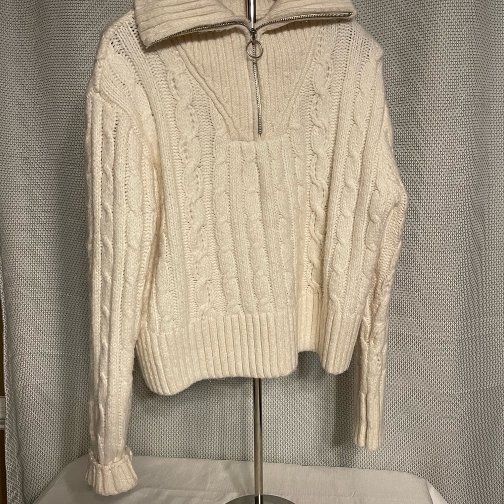 Sincerely Jules Cream Cable Knit Turtleneck Sweater